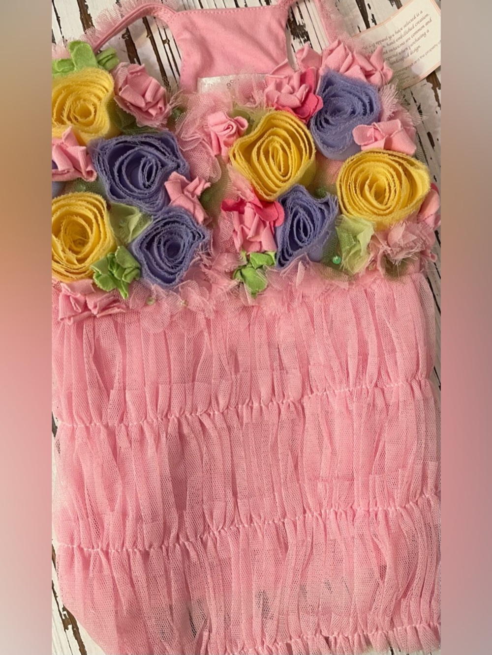 Pink Floral Rosette Pet  Dress
XS